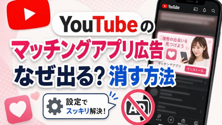 YouTubeの マッチングアプリ広告 なぜ出る？消す方法